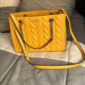 Kate Spade Yellow quilted Leather Bag